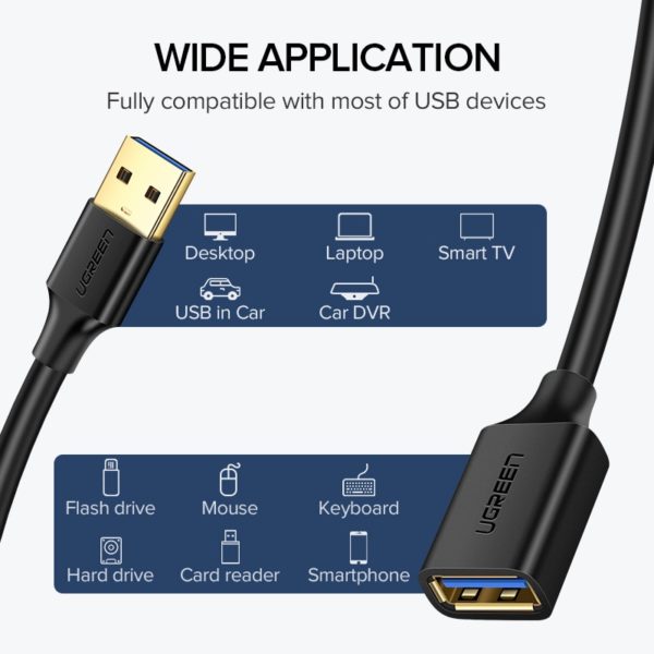 Ugreen USB Extension Cable USB 3.0 Cable for Smart TV PS4 Xbox One SSD USB3.0 2.0 to Extender Data Cord Mini USB Extension Cable