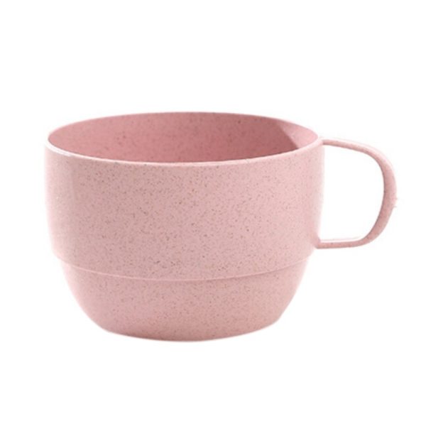 Tasse à café biodégradable de tasse de petit déjeuner de tasse de café de lait de paille de blé environnementale avec la poignée Simple Simple de ruban