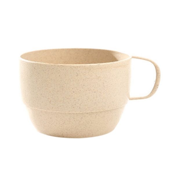 Tasse à café biodégradable de tasse de petit déjeuner de tasse de café de lait de paille de blé environnementale avec la poignée Simple Simple de ruban